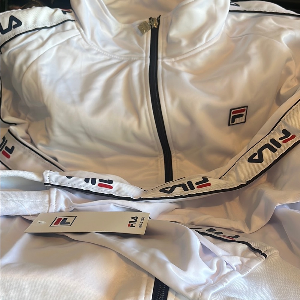 Fila White and Black Logo Track Jacket